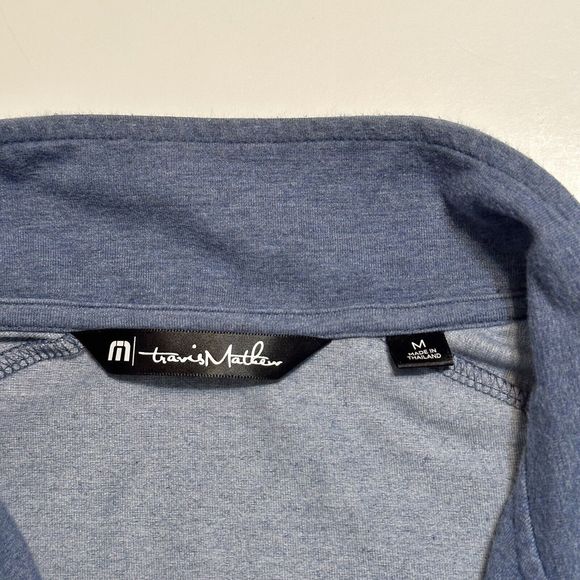 Travis Mathew Quarter 1/4 Zip Pullover Men’s Med Blue Long Sleeve Pockets - Picture 3 of 13